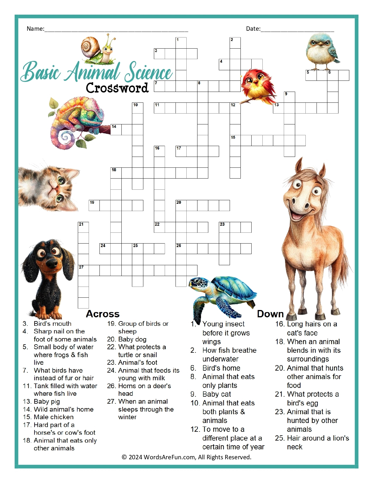 Basic Animal Science Crossword Puzzle Basic Animal Science Crossword Puzzle