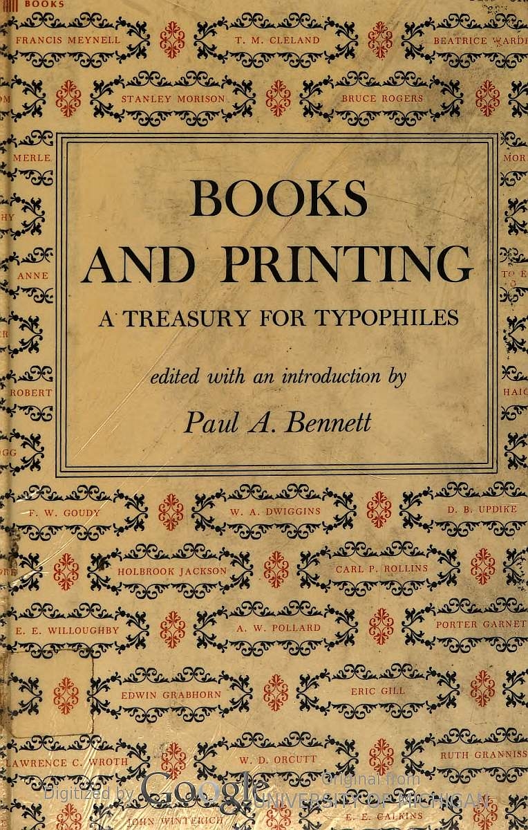 Books And Printing By Paul A Bennett editor A Project Gutenberg EBook