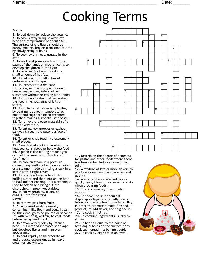 Cartoon Vocabulary 1 3 Review Crossword WordMint