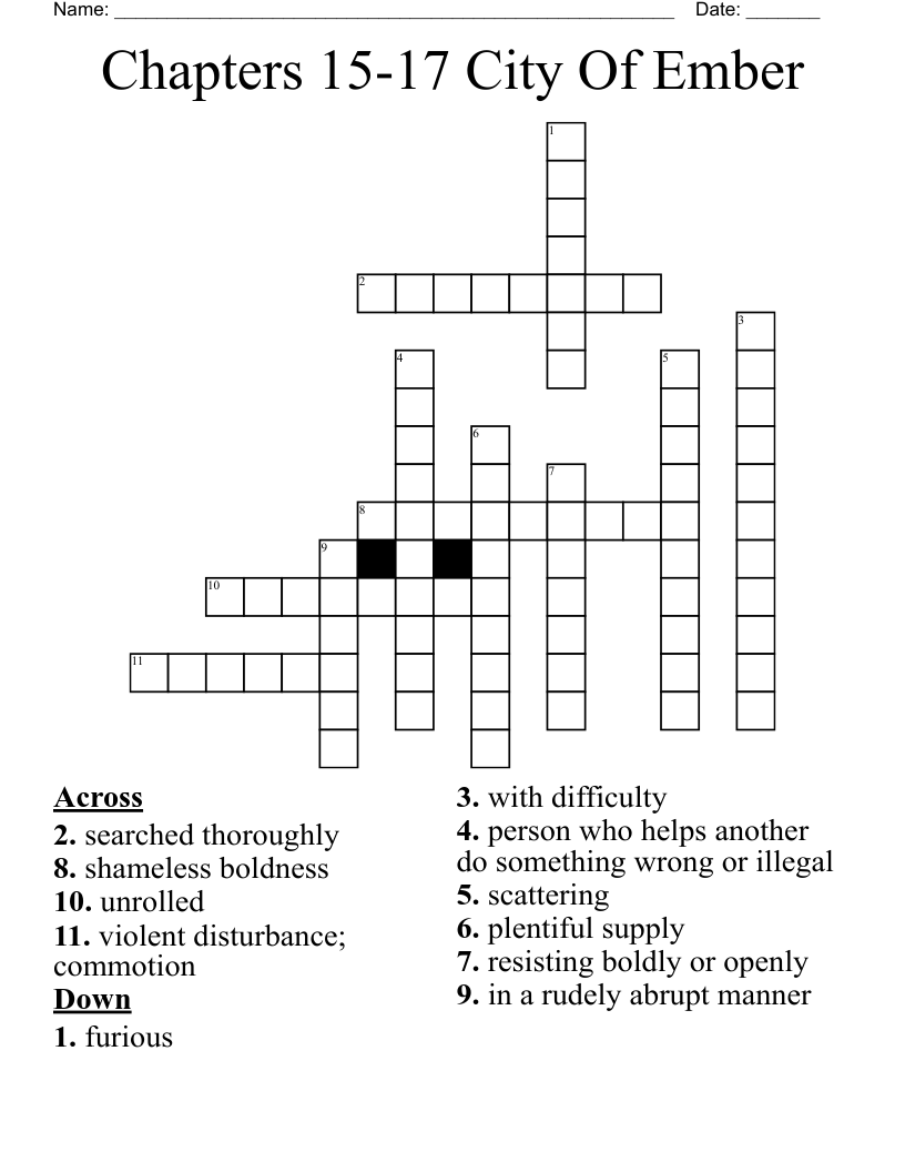 Chapters 15 17 City Of Ember Crossword WordMint