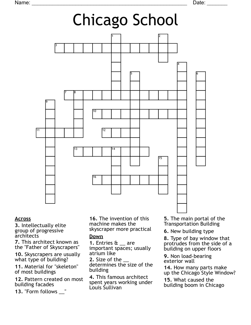 Chicago School Crossword WordMint