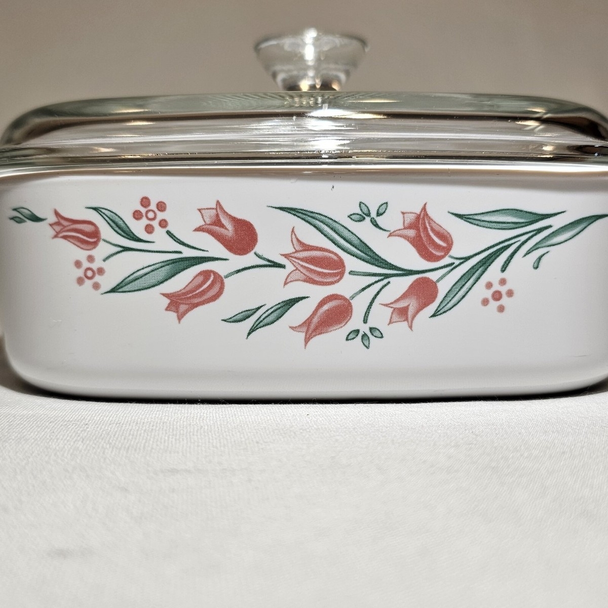 CorningWare Rosemarie Pink Tulip 1 Liter Casserole Dish A 1 B Pyrex Lid A7C EBay