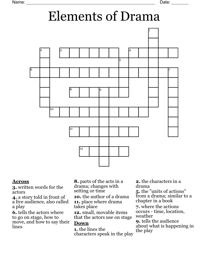 Elements Of Drama Crossword WordMint
