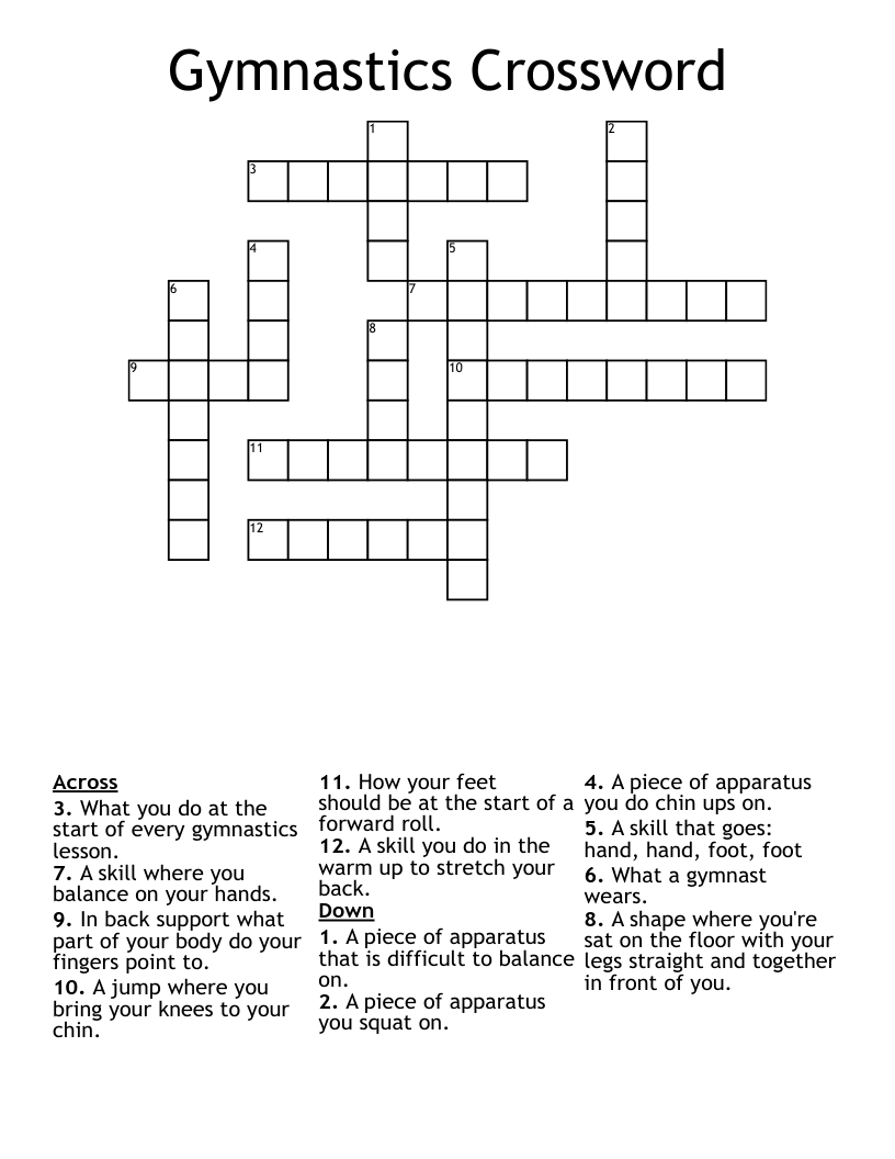 Gymnastics Crossword WordMint Gymnastics Crossword WordMint