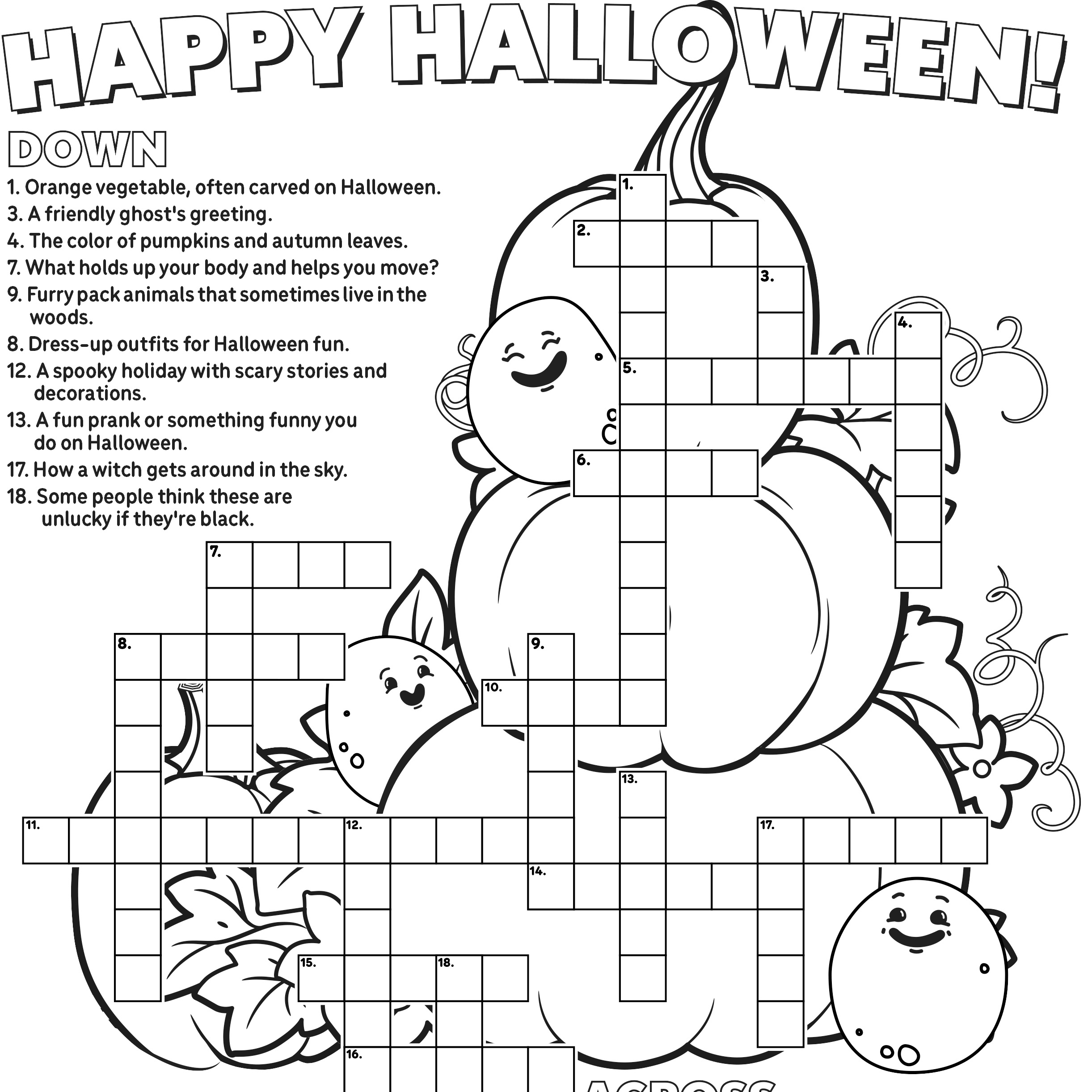 Halloween Crossword For Kids Free Printable Halloween Crossword For Kids Free Printable