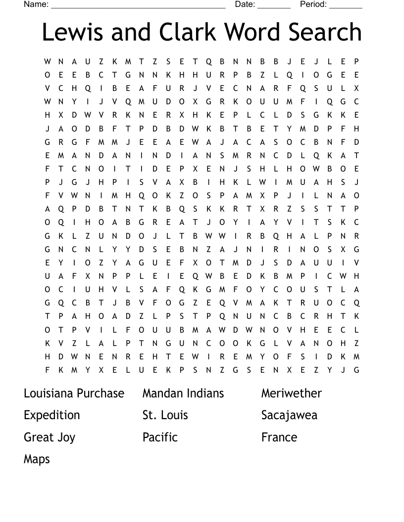 Images wordmint p Lewis and Clark Word Search 