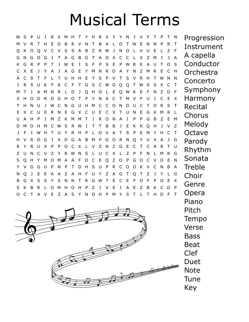 Musical Elements Crossword WordMint