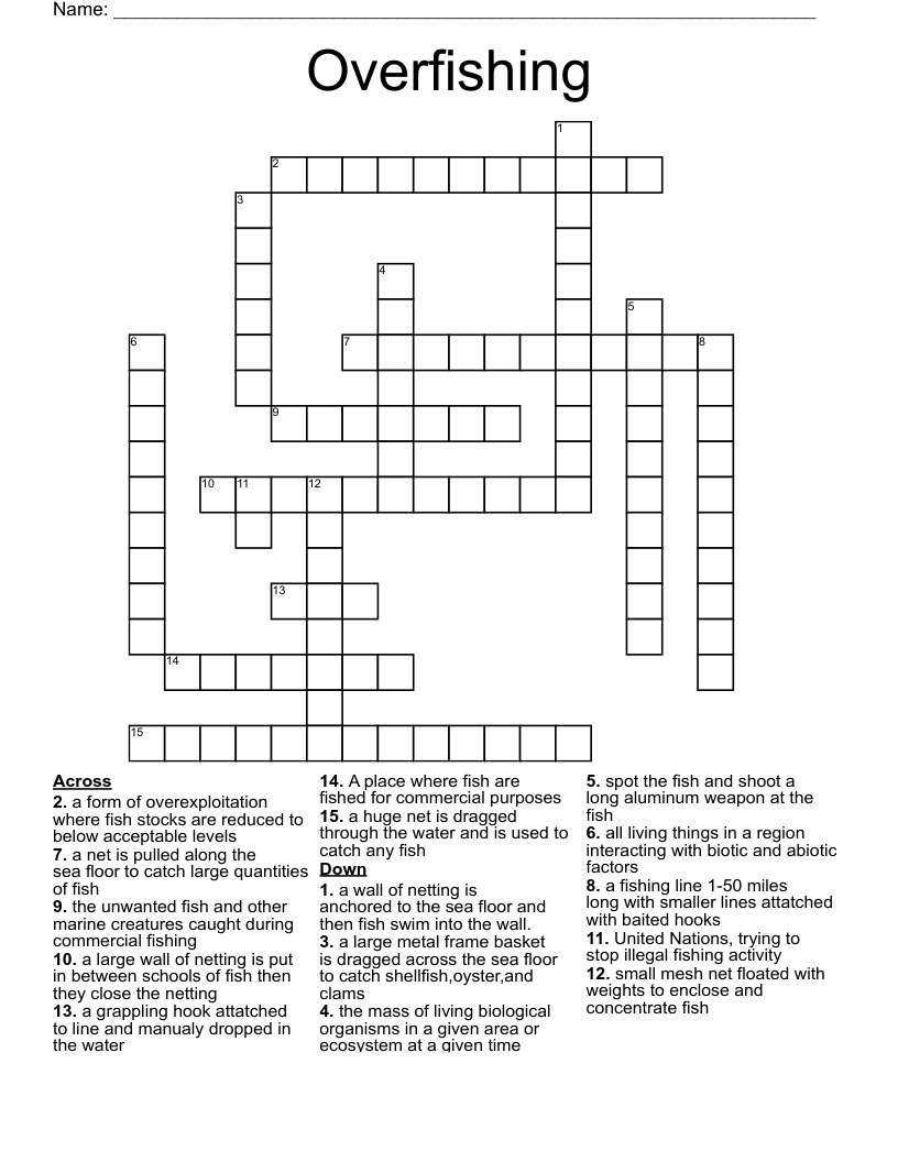 Overfishing Crossword WordMint
