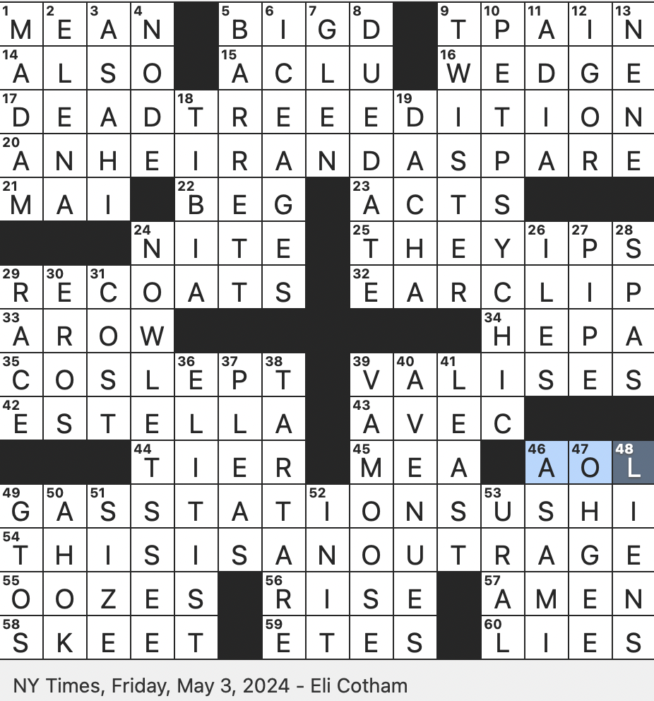 Rex Parker Does The NYT Crossword Puzzle Something Ending In K Perhaps FRI 5 3 24 Nickname For A Texas Metropolis Alternative To The Online Newspaper Colloquially Phrase That Inspired Rex Parker Does The NYT Crossword Puzzle Something Ending In K Perhaps FRI 5 3 24 Nickname For A Texas Metropolis Alternative To The Online Newspaper Colloquially Phrase That Inspired