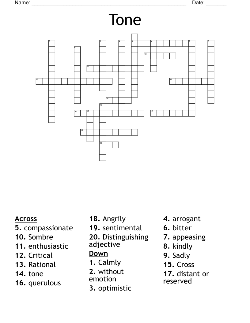 Tone Crossword WordMint