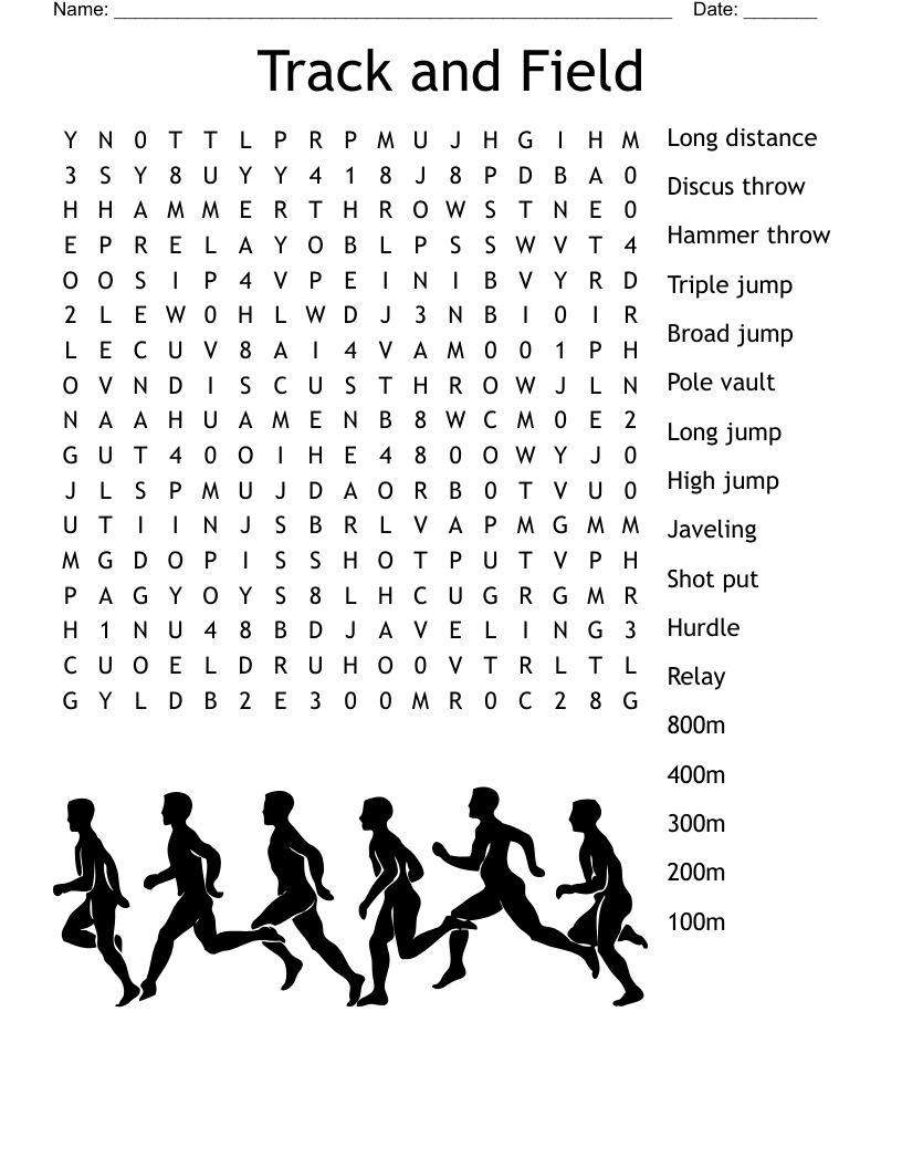Track And Field Word Search WordMint