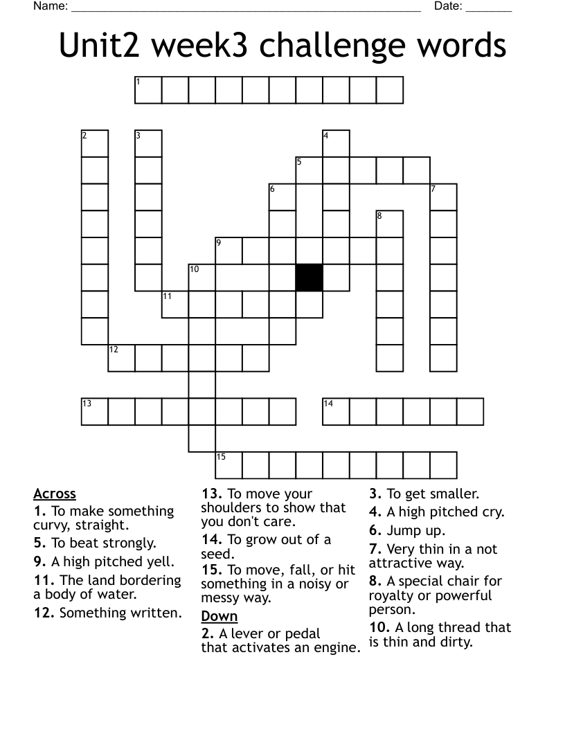 Unit2 Week3 Challenge Words Crossword WordMint