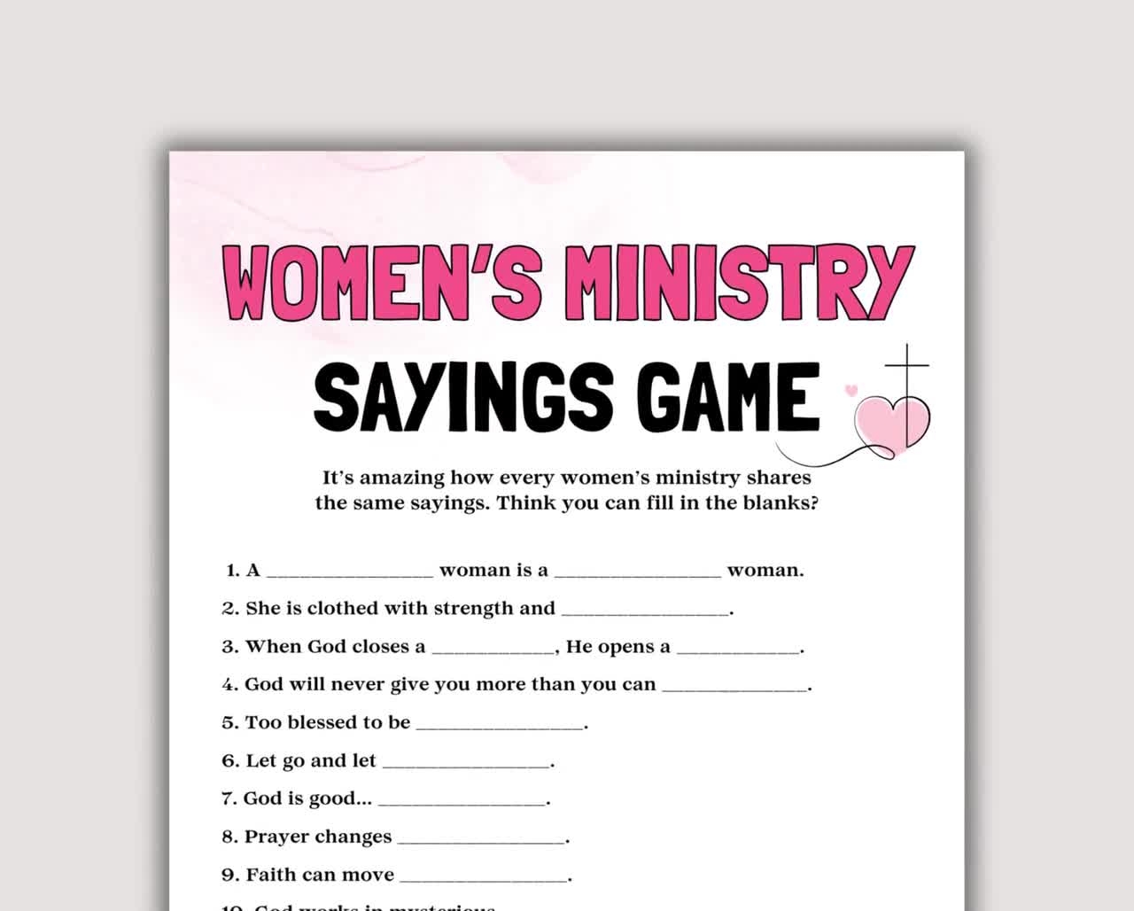 Women s Ministry Sayings Game Fun Christian Trivia For Womens Christian Ladies Luncheon Game Womens Group Church Activity Women Bible Game Etsy Canada